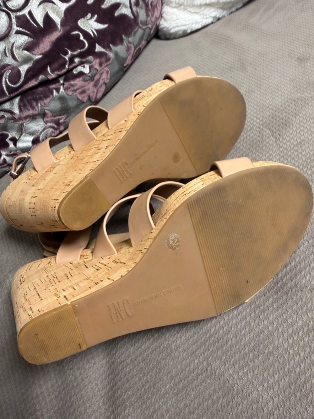 INC International Concepts Beige Cork Wedge Sandals - Picture 6 of 10